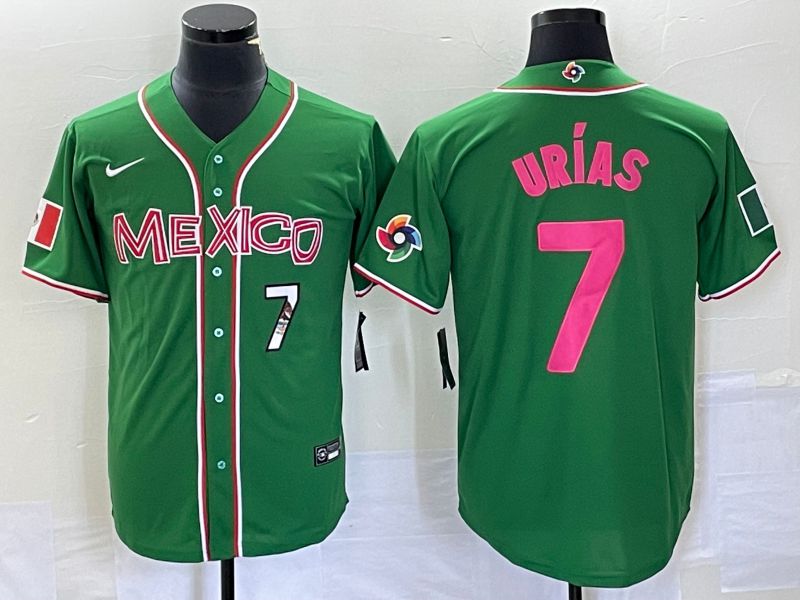 Men 2023 World Cub Mexico #7 Urias Green pink Nike MLB Jersey3->more jerseys->MLB Jersey